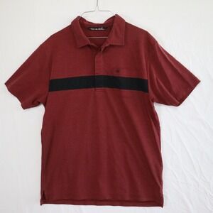 Travis Mathew Polo Shirt Mens Large Golf Pocket Casual Knit Red Short Sleeve